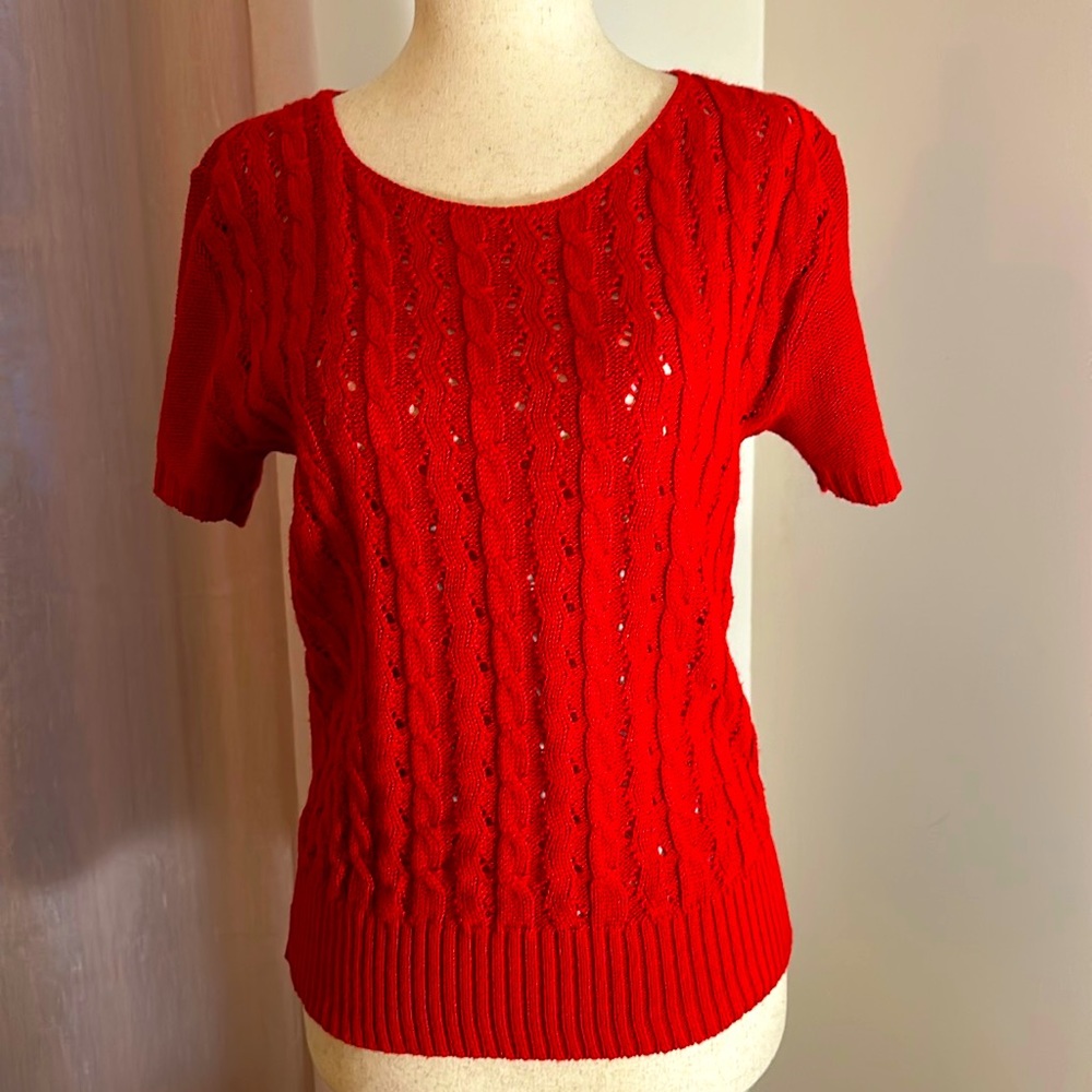 Vintage Cherry Red Sweater Top